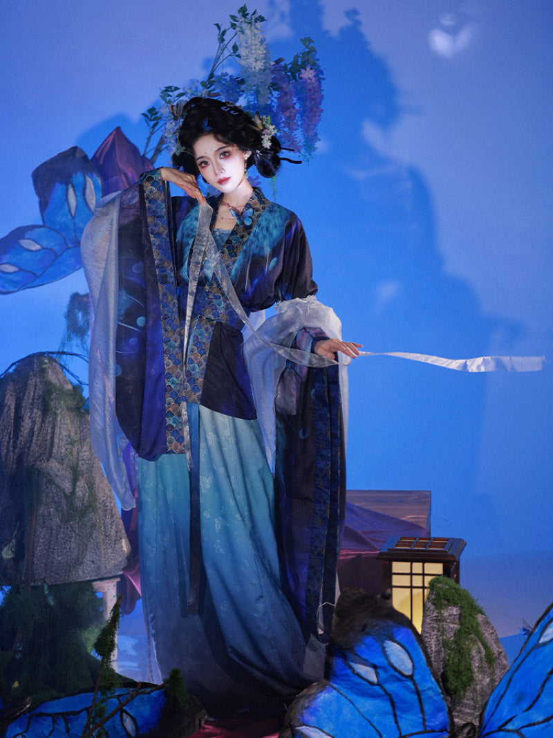 Wei Jin Dynasty Qiyao Ruqun Hanfu | Dream of Feathers & Butterflies 羽梦惊蝶