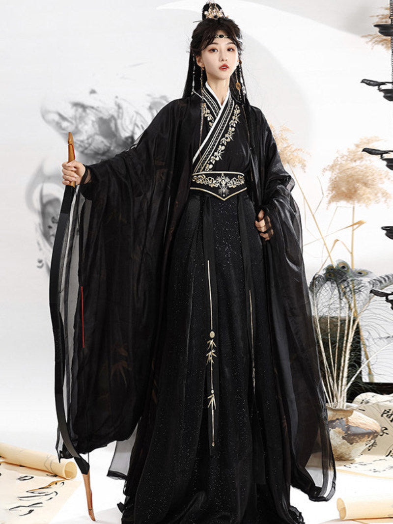 Wei Jin Dynasty Men and Women Qiyao Ruqun Hanfu | Starry Night 暗夜星辰