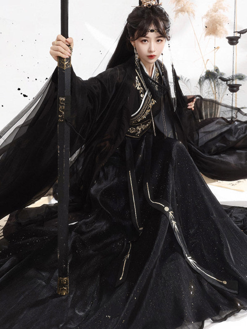 Wei Jin Dynasty Men and Women Qiyao Ruqun Hanfu | Starry Night 暗夜星辰