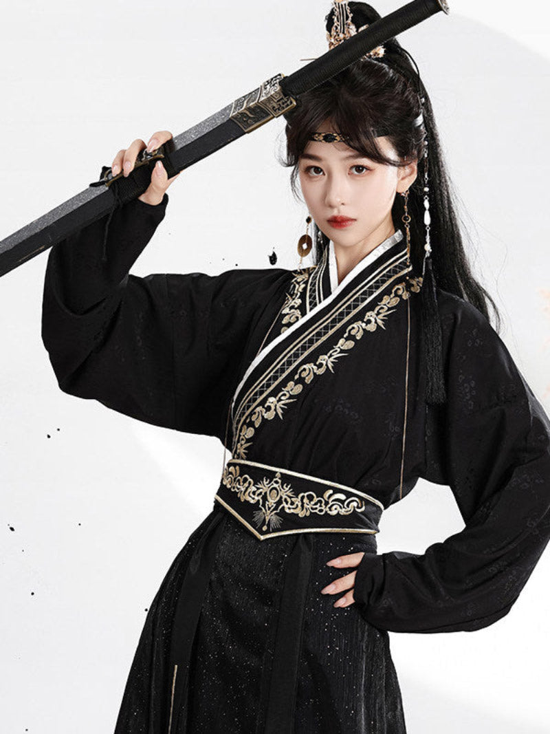 Wei Jin Dynasty Men and Women Qiyao Ruqun Hanfu | Starry Night 暗夜星辰