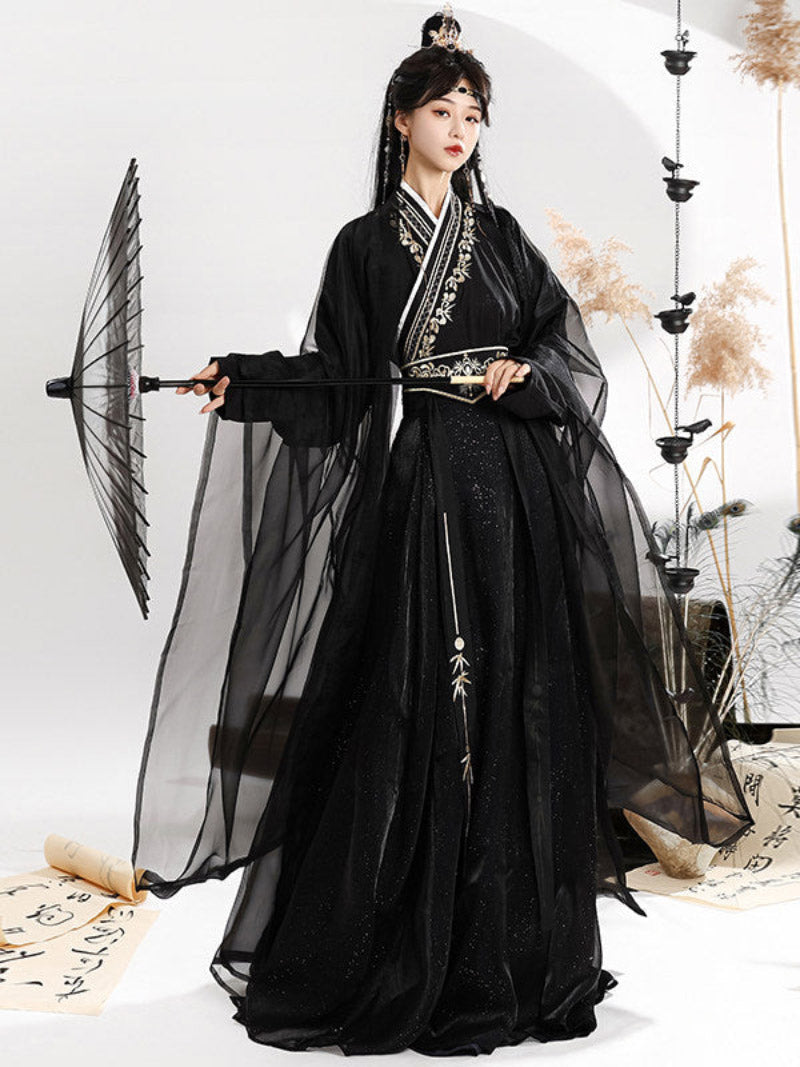 Wei Jin Dynasty Men and Women Qiyao Ruqun Hanfu | Starry Night 暗夜星辰