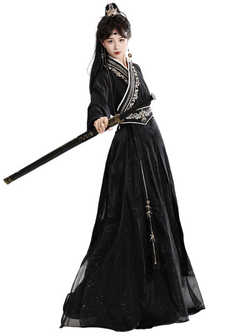 Wei Jin Dynasty Men and Women Qiyao Ruqun Hanfu | Starry Night 暗夜星辰