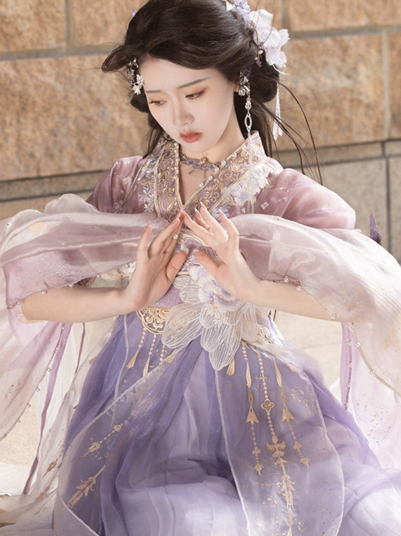 Wei Jin Dynasty Qiyao Ruqun Hanfu | Hibiscus 芙蓉