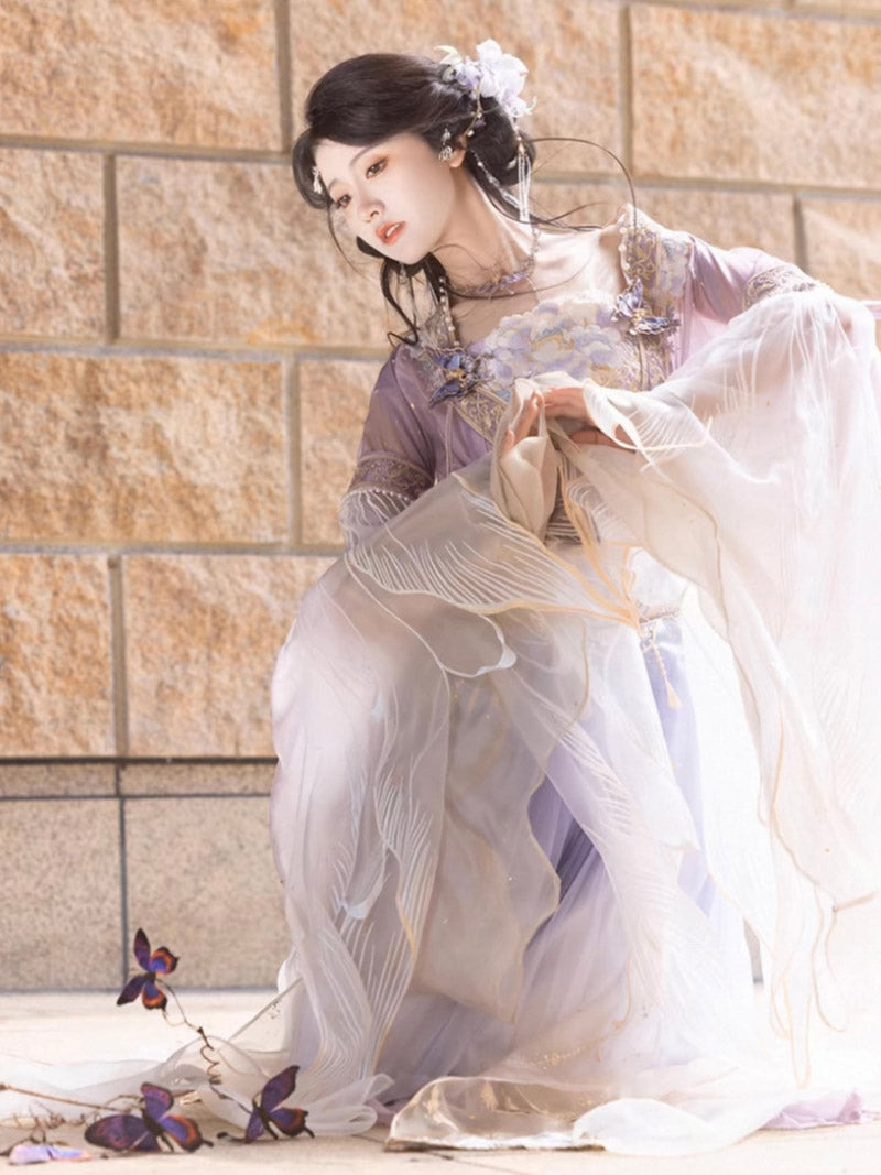 Wei Jin Dynasty Qiyao Ruqun Hanfu | Hibiscus 芙蓉