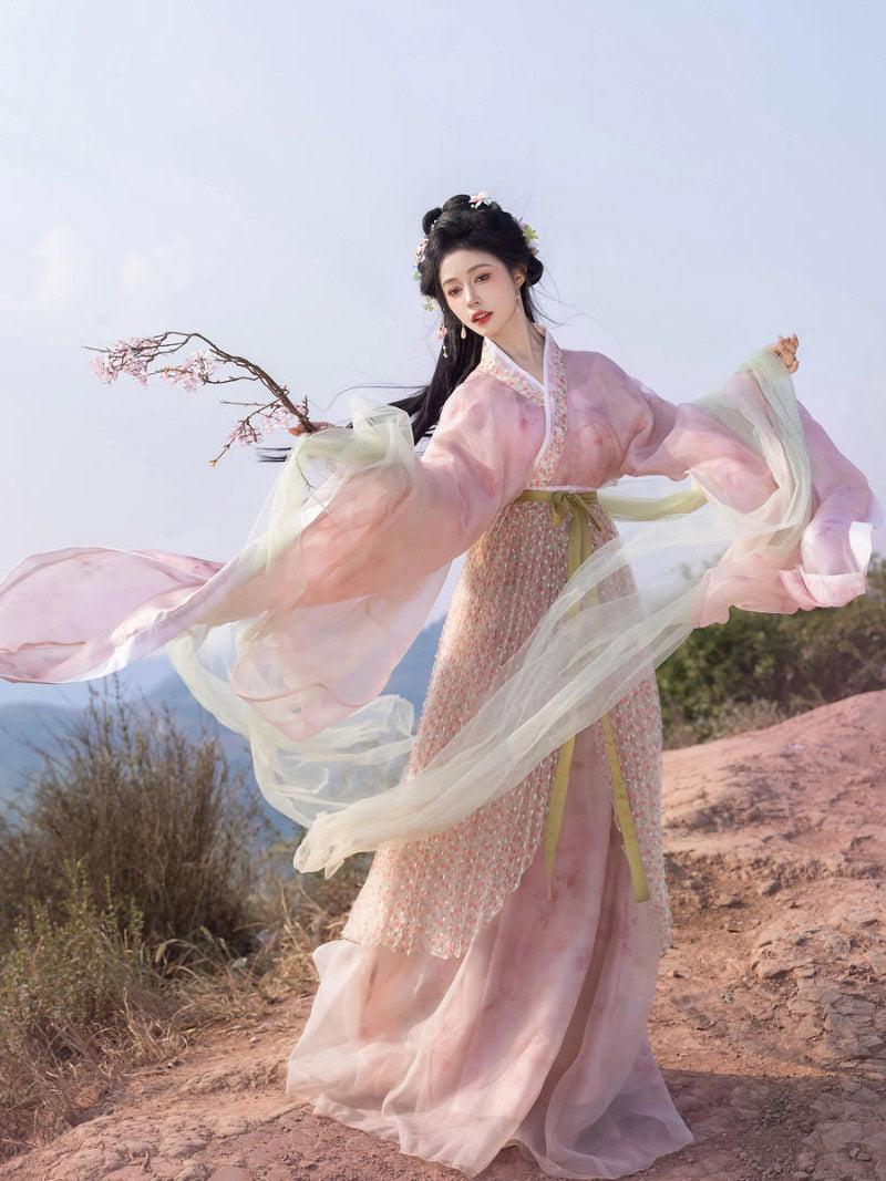 Wei Jin Dynasty Qiyao Ruqun Hanfu | Peach Oolong 蜜桃乌龙