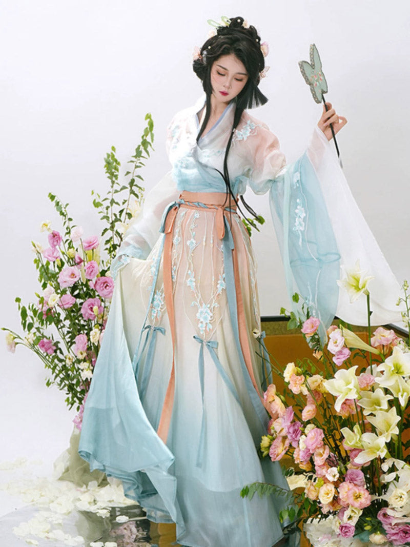 Wei Jin Dynasty Qiyao Ruqun Hanfu | Pear Blossom Fall