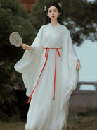 elegant white china dress traditional hanfu style with wide sleeves winter outfit
