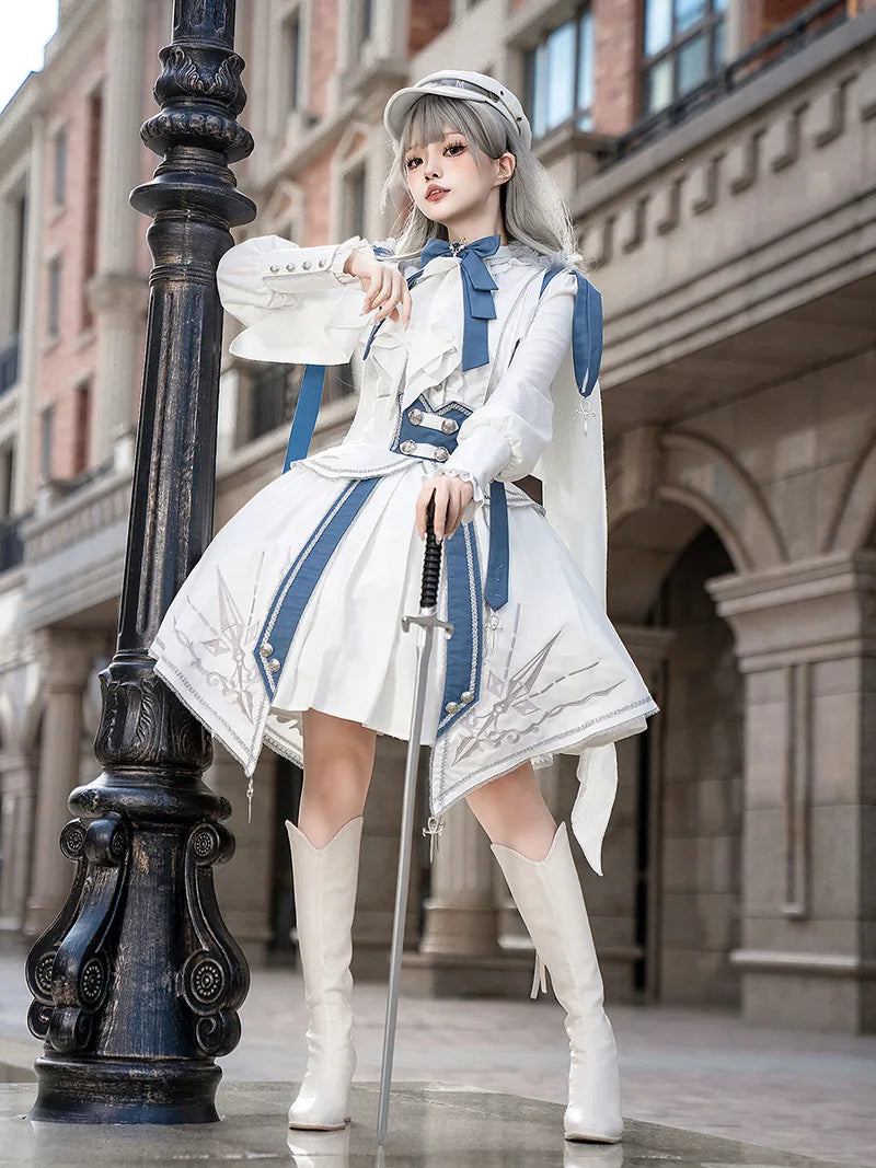 White Lolita Dress | Beautiful Knight Punk Military Style Outfit
