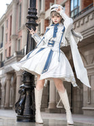 White Lolita dress with knight military punk style shirt and SK skirt set