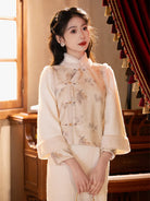 Winter Chinese dress with fleece-lined qipao and elegant vest design for festive occasions