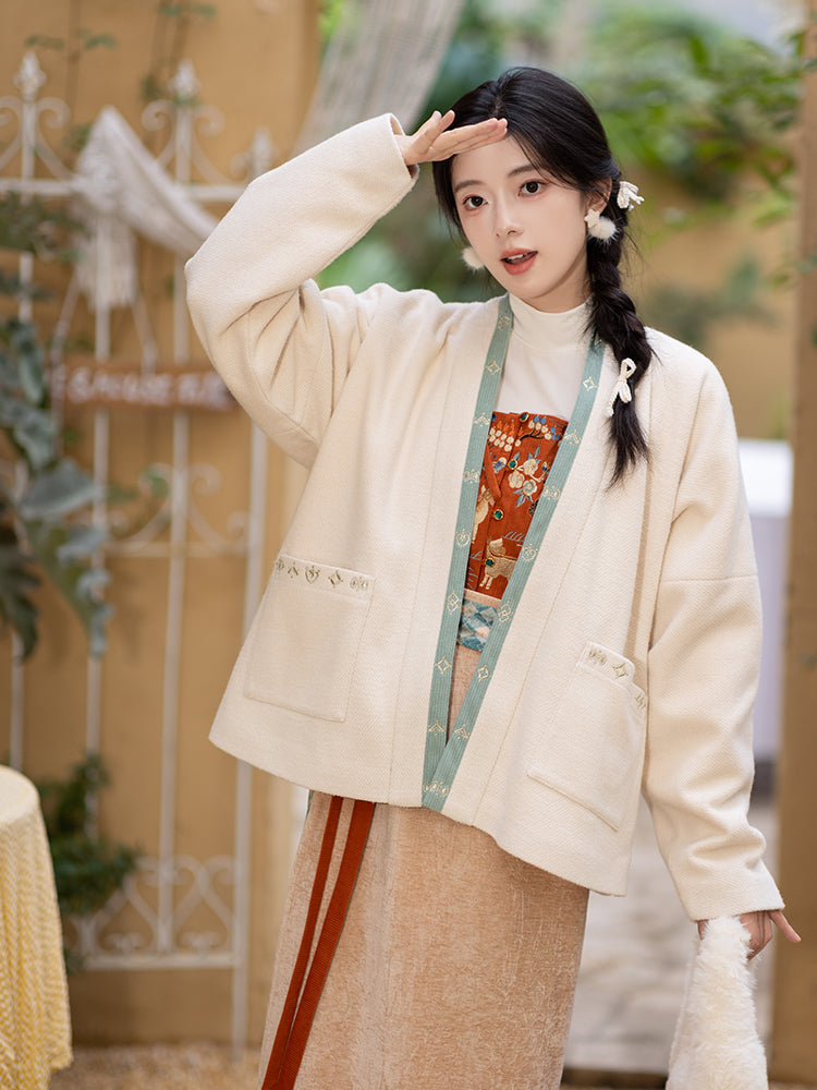 Chinese Wool Coat and Skirt Winter Outfit for Women
