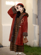 Hooded Winter Hanfu Set with Embroidered Coat & Skirt