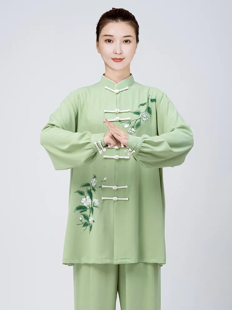 Green Tai Chi Performance Suit for Women – 2-Piece Set