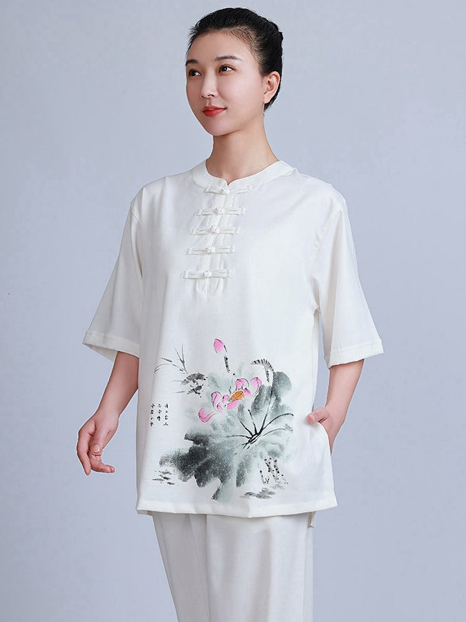 White Lotus Tai Chi Suit for Women – Short Sleeve Set