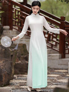 Gradient Chiffon Tea Dress Long Cheongsam Style